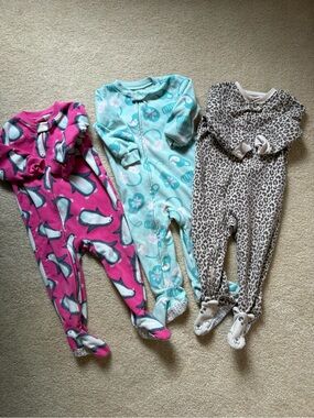 12M Fleece Onesie Sleepers by Carters - Footies Bundle